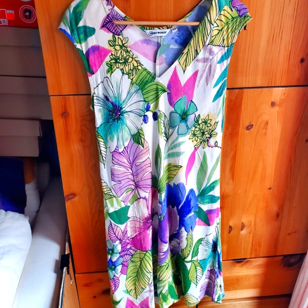 Jams World Cream Floral Sleeveless Shift Dress Size XS